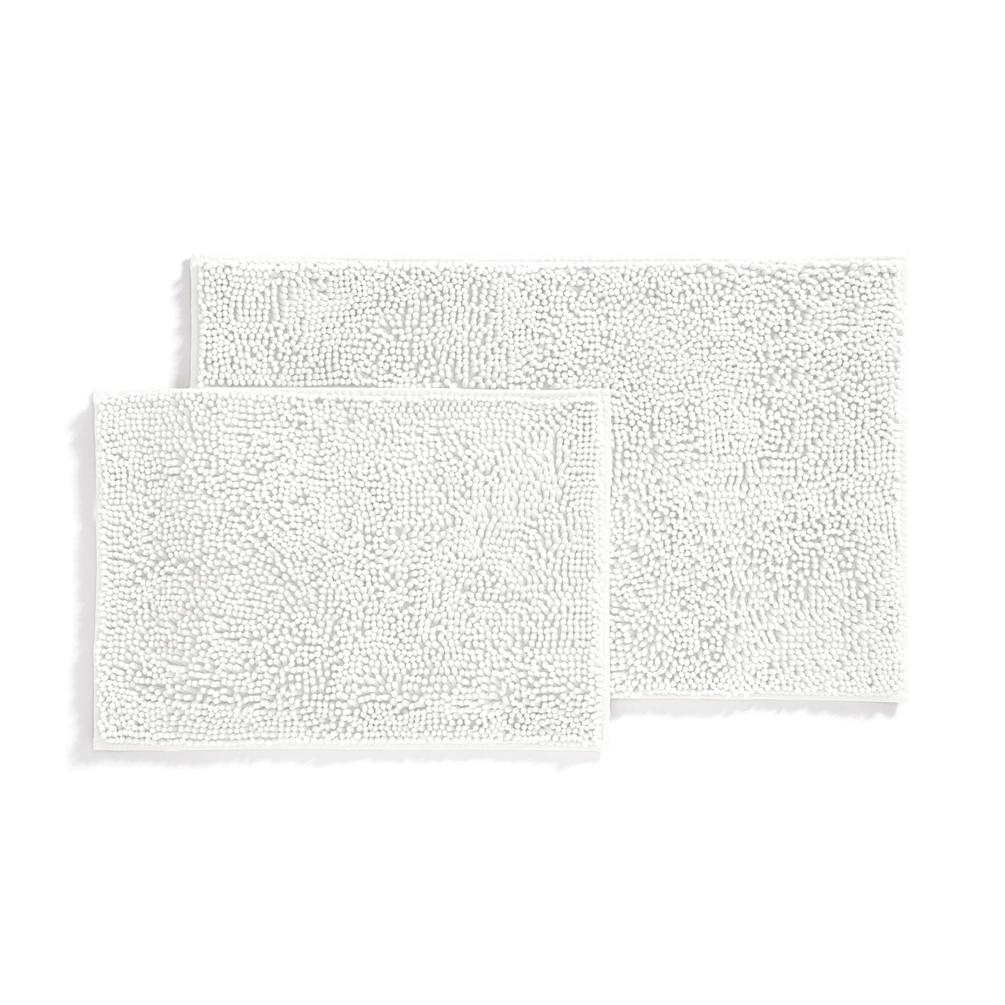 Soft Absorbent Chenille Bath Mat Rug with Anti-Skid Rubber Backing, 2 Pack, Gray, by Noble Linens