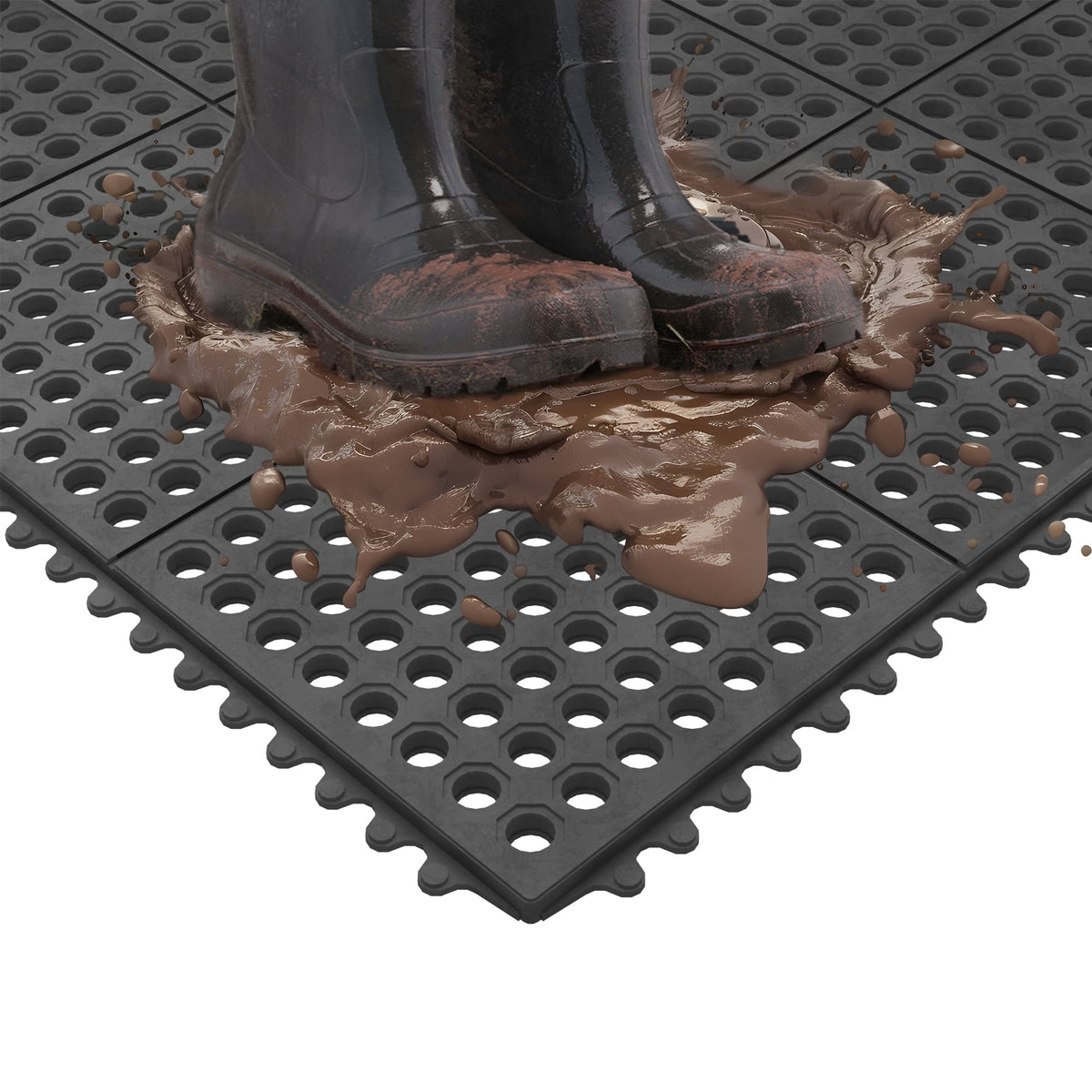 Ottomanson Heavy Duty Rubber Anti-Fatigue Commercial Floor Mat 36" x 36" Indoor Outdoor Non-Slip for Kitchen Garage