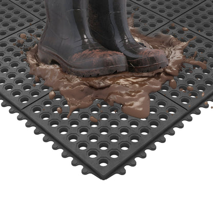 Ottomanson Heavy Duty Rubber Anti-Fatigue Commercial Floor Mat 36" x 36" Indoor Outdoor Non-Slip for Kitchen Garage