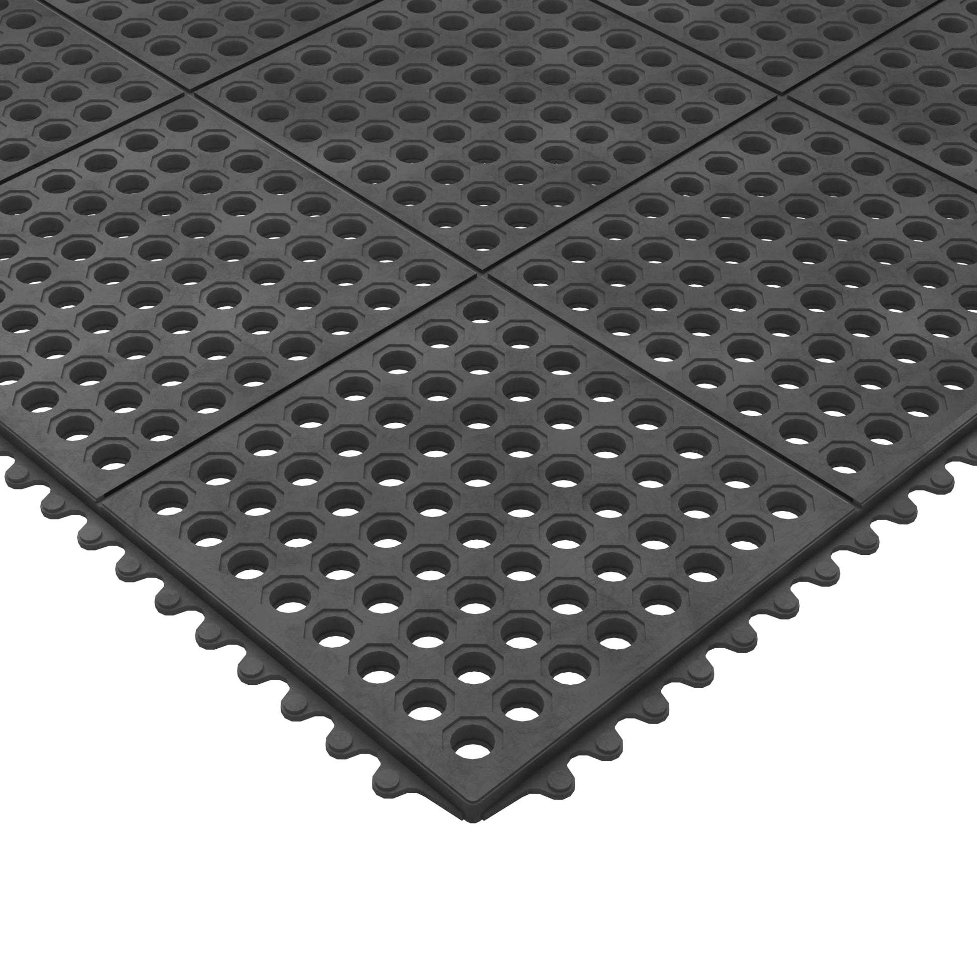 Ottomanson Heavy Duty Rubber Anti-Fatigue Commercial Floor Mat 36" x 36" Indoor Outdoor Non-Slip for Kitchen Garage