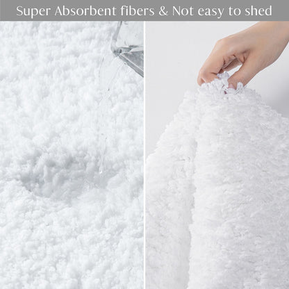 Phantoscope 2pcs Bathroom Rugs Set, Non Slip Quick Drying Ultra Soft Water Absorbent Bath Rug Mat Carpet, 17" x 24" + 17" x 32", Light Gray