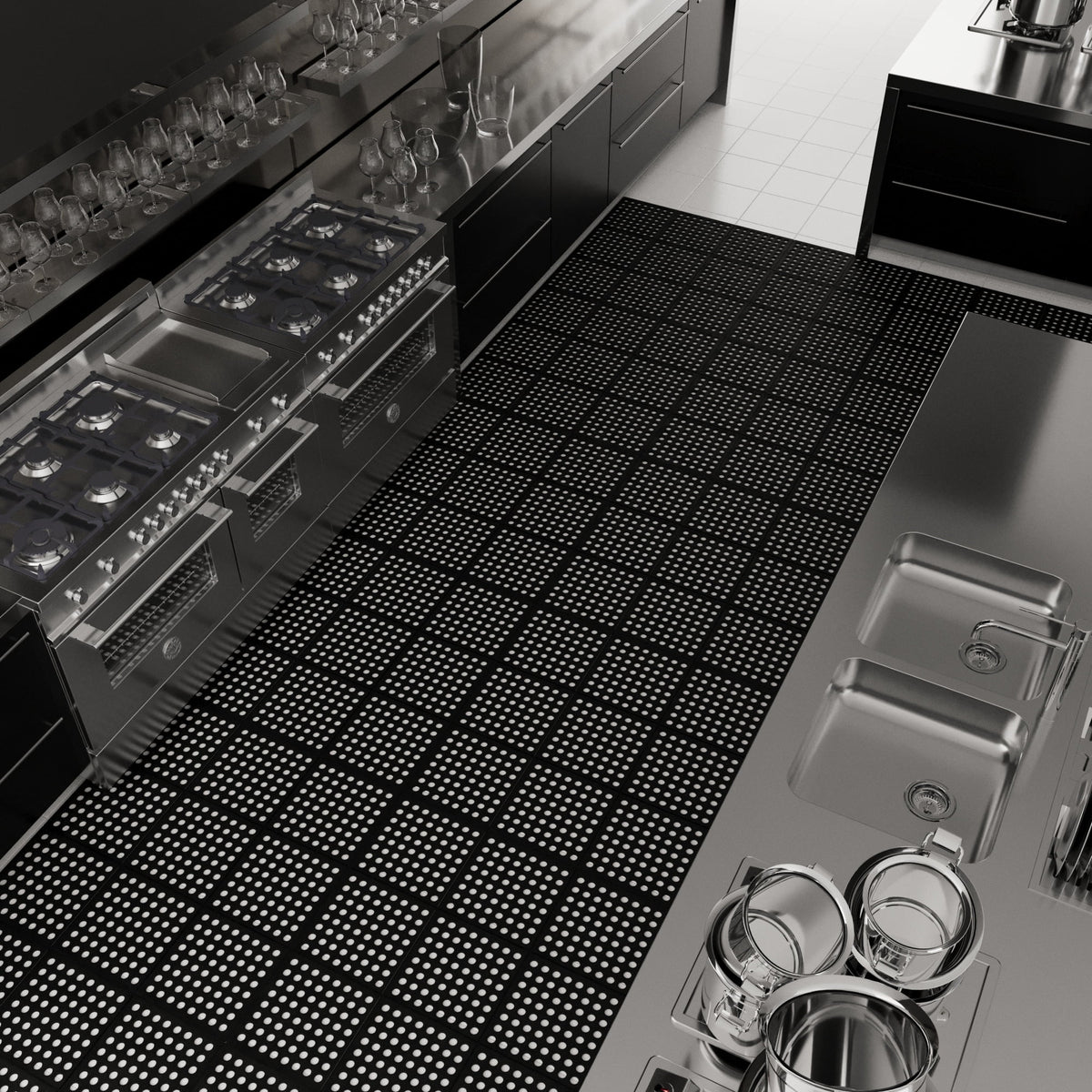 Ottomanson Heavy Duty Rubber Anti-Fatigue Commercial Floor Mat 36" x 36" Indoor Outdoor Non-Slip for Kitchen Garage