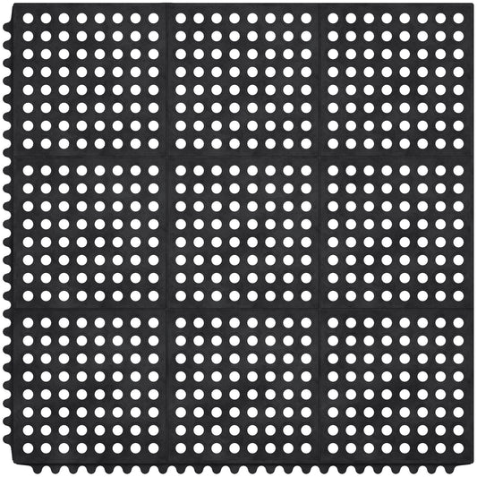Ottomanson Heavy Duty Rubber Anti-Fatigue Commercial Floor Mat 36" x 36" Indoor Outdoor Non-Slip for Kitchen Garage