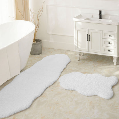 Phantoscope 2pcs Bathroom Rugs Set, Non Slip Quick Drying Ultra Soft Water Absorbent Bath Rug Mat Carpet, 17" x 24" + 17" x 32", Light Gray