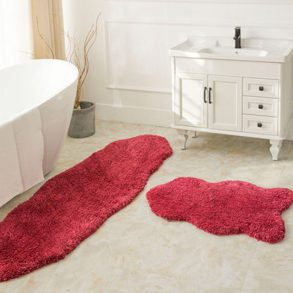 Phantoscope 2pcs Bathroom Rugs Set, Non Slip Quick Drying Ultra Soft Water Absorbent Bath Rug Mat Carpet, 17" x 24" + 17" x 32", Light Gray