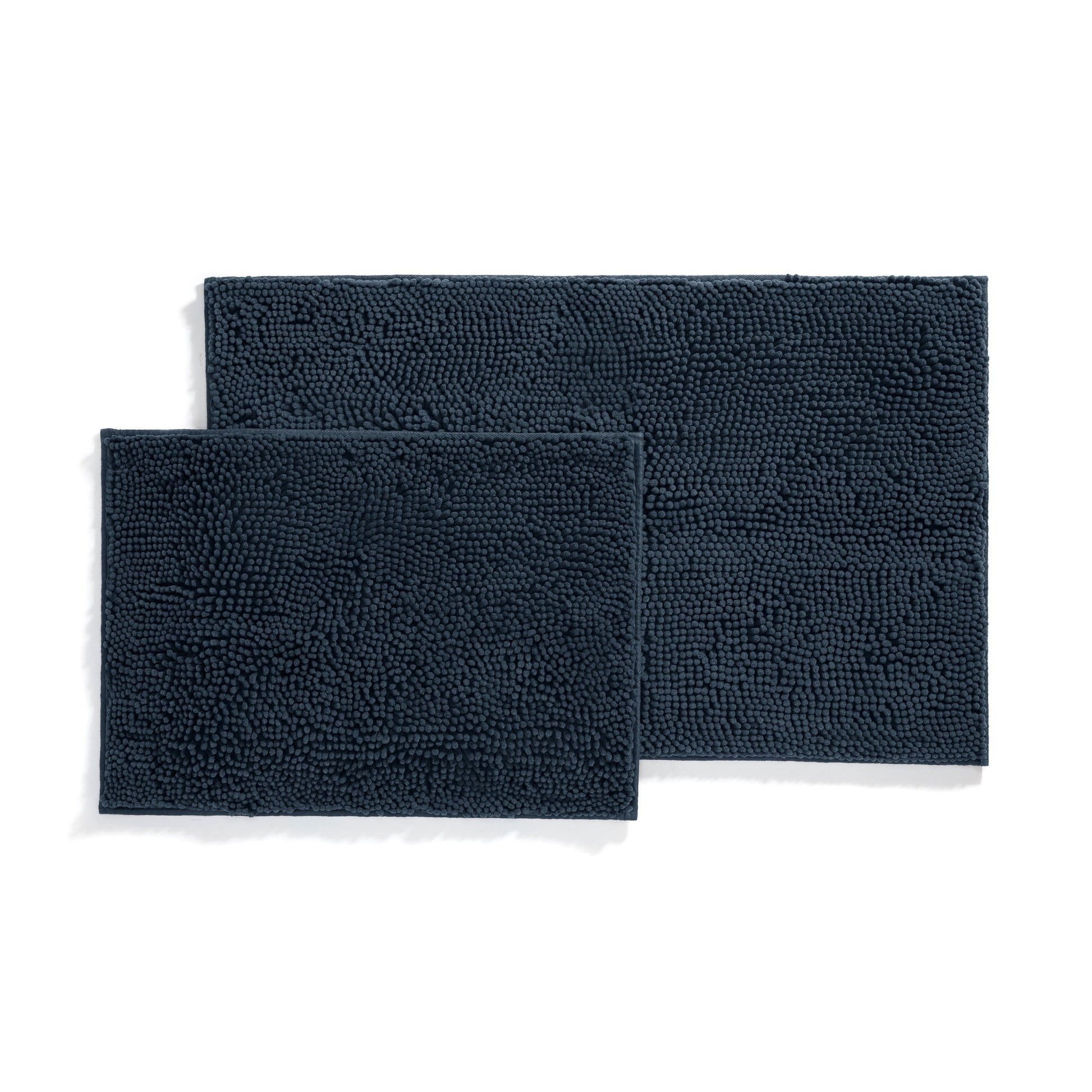 Soft Absorbent Chenille Bath Mat Rug with Anti-Skid Rubber Backing, 2 Pack, Gray, by Noble Linens