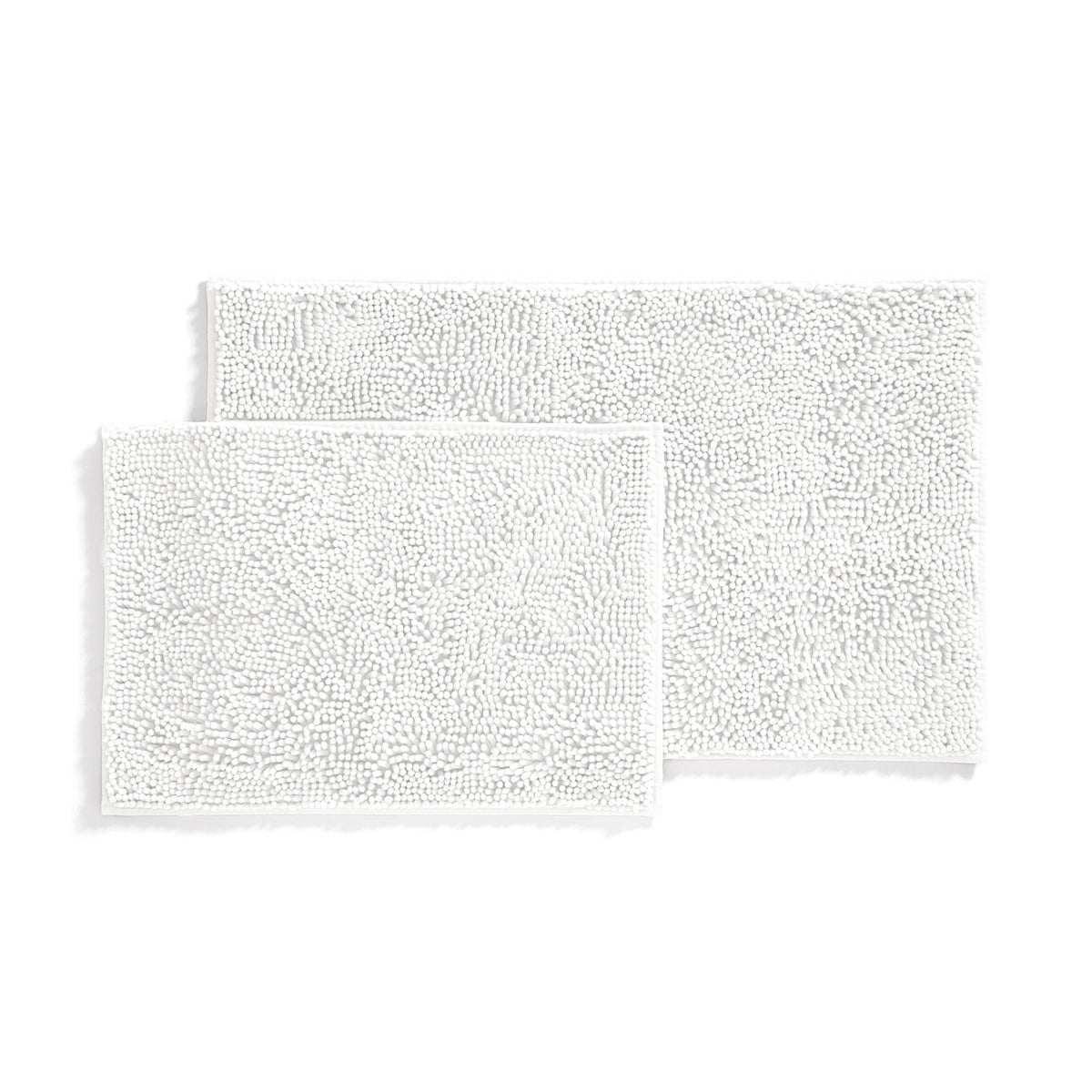 Soft Absorbent Chenille Bath Mat Rug with Anti-Skid Rubber Backing, 2 Pack, Gray, by Noble Linens