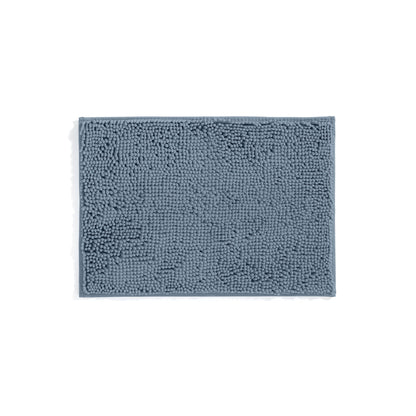 Soft Absorbent Chenille Bath Mat Rug with Anti-Skid Rubber Backing, 2 Pack, Gray, by Noble Linens