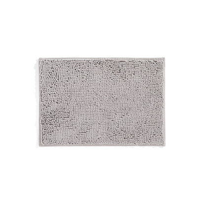 Soft Absorbent Chenille Bath Mat Rug with Anti-Skid Rubber Backing, 2 Pack, Gray, by Noble Linens