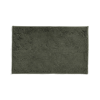 Soft Absorbent Chenille Bath Mat Rug with Anti-Skid Rubber Backing, 2 Pack, Gray, by Noble Linens