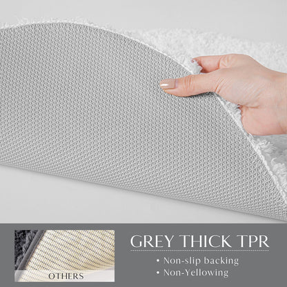 Phantoscope 2pcs Bathroom Rugs Set, Non Slip Quick Drying Ultra Soft Water Absorbent Bath Rug Mat Carpet, 17" x 24" + 17" x 32", Light Gray