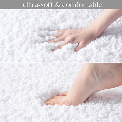 Phantoscope 2pcs Bathroom Rugs Set, Non Slip Quick Drying Ultra Soft Water Absorbent Bath Rug Mat Carpet, 17" x 24" + 17" x 32", Light Gray