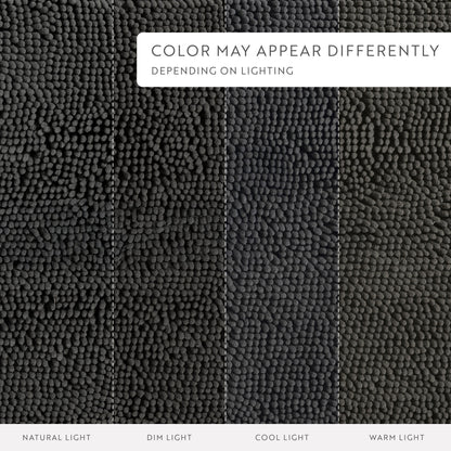 Soft Absorbent Chenille Bath Mat Rug with Anti-Skid Rubber Backing, 2 Pack, Gray, by Noble Linens